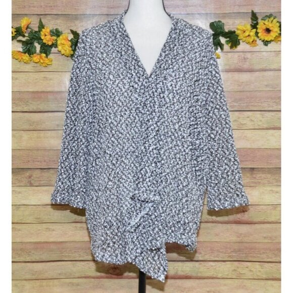 Alfred Dunner Women's Black & White Open Front Cardigan Sweater Plus Size 1X - Picture 3 of 9